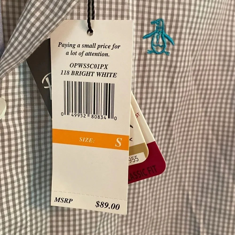 NWT Original Penguin Gingham Button Down shirt  - Picture 8 of 12